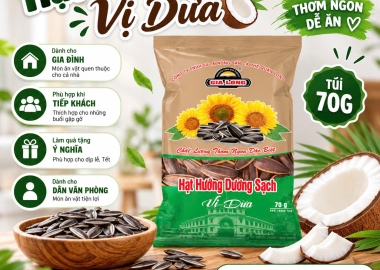 Hạt Hướng Dương Sạch Vị Dừa Gia Long 70g – Hương Vị Mới, Tiện Lợi Cho Mọi Dịp