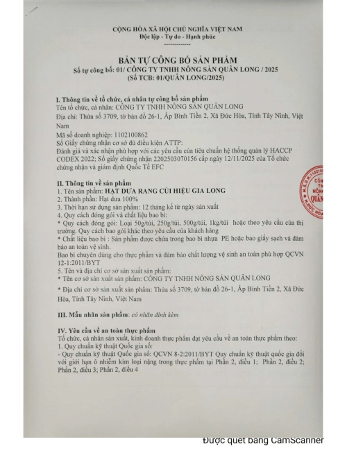 BẢN TỰ CÔNG BỐ HẠT BÍ ĐẶC BIỆT