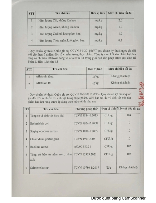 BẢN TỰ CÔNG BỐ HẠT BÍ ĐẶC BIỆT