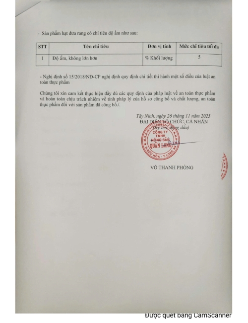 BẢN TỰ CÔNG BỐ HẠT BÍ ĐẶC BIỆT